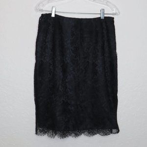Linda Allard/Ellen‎ Tracy* Side Zip Fully Lined Lace 8" Side Slit Skirt~ Size 10